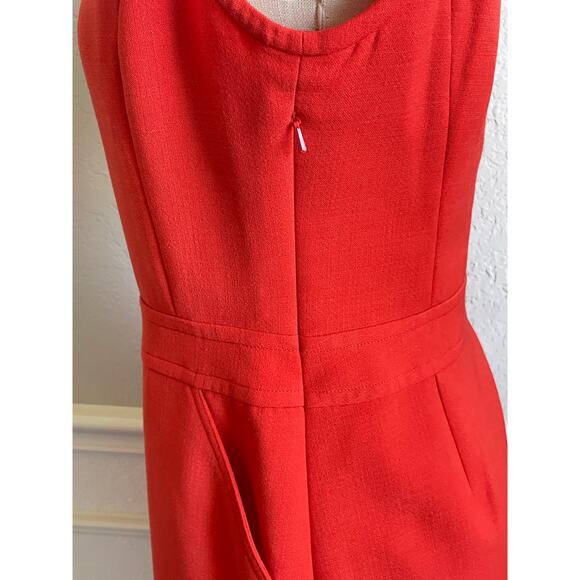 Tory Burch Red Orange Sheath Dress Size 4 Classic Zip Front Fitted Chic Luxury - Picture 7 of 9